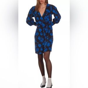 NWT The Kooples Dot & Rose Print Silk Wrap Dress size 1 / Small